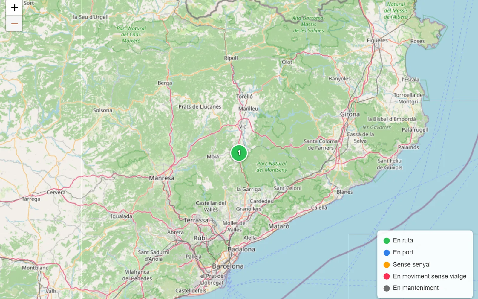 Mapa de NavigateClub amb la posició GPS de la flota en temps real